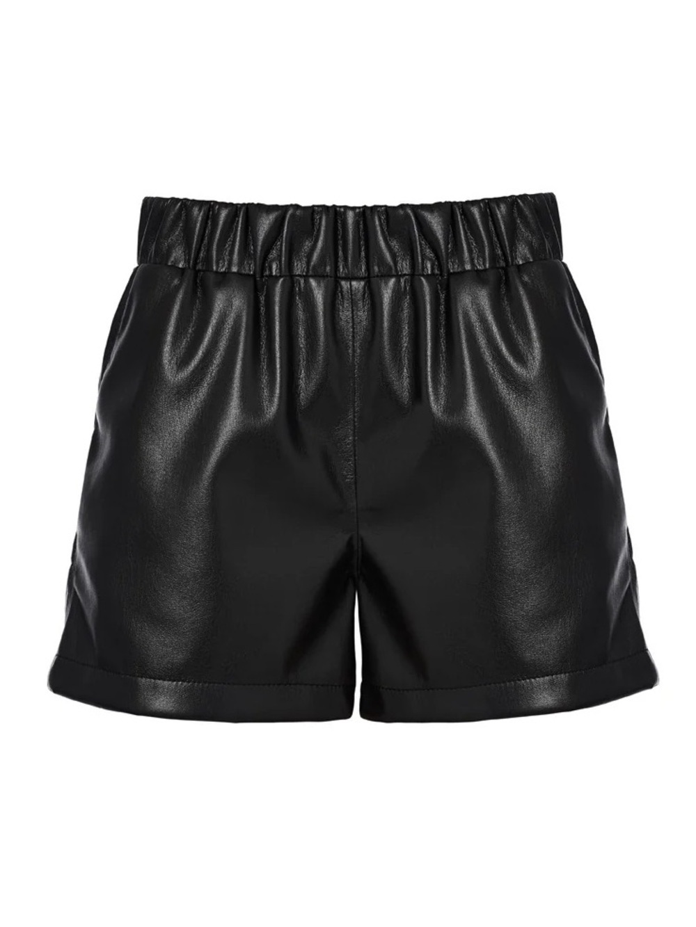 Anine Bing Black Faux Leather Highrise Sofia Short Size Small Vegan Pockets